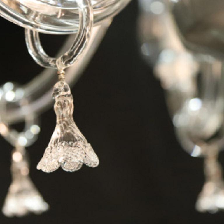 Fait main Seguso Vetri d'Arte Vintage Clear Chandelier 6 Lights Murano Glass en vente