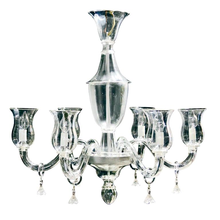 Seguso Vetri d'Arte Vintage Clear Chandelier 6 Lights Murano Glass For Sale