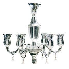 Seguso Vetri d'Arte Vintage Clear Chandelier 6 Lights Murano Glass