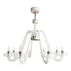 Seguso Vetri d'Arte Vintage Style Chandelier 8 lights Clear Scavo Murano Glass