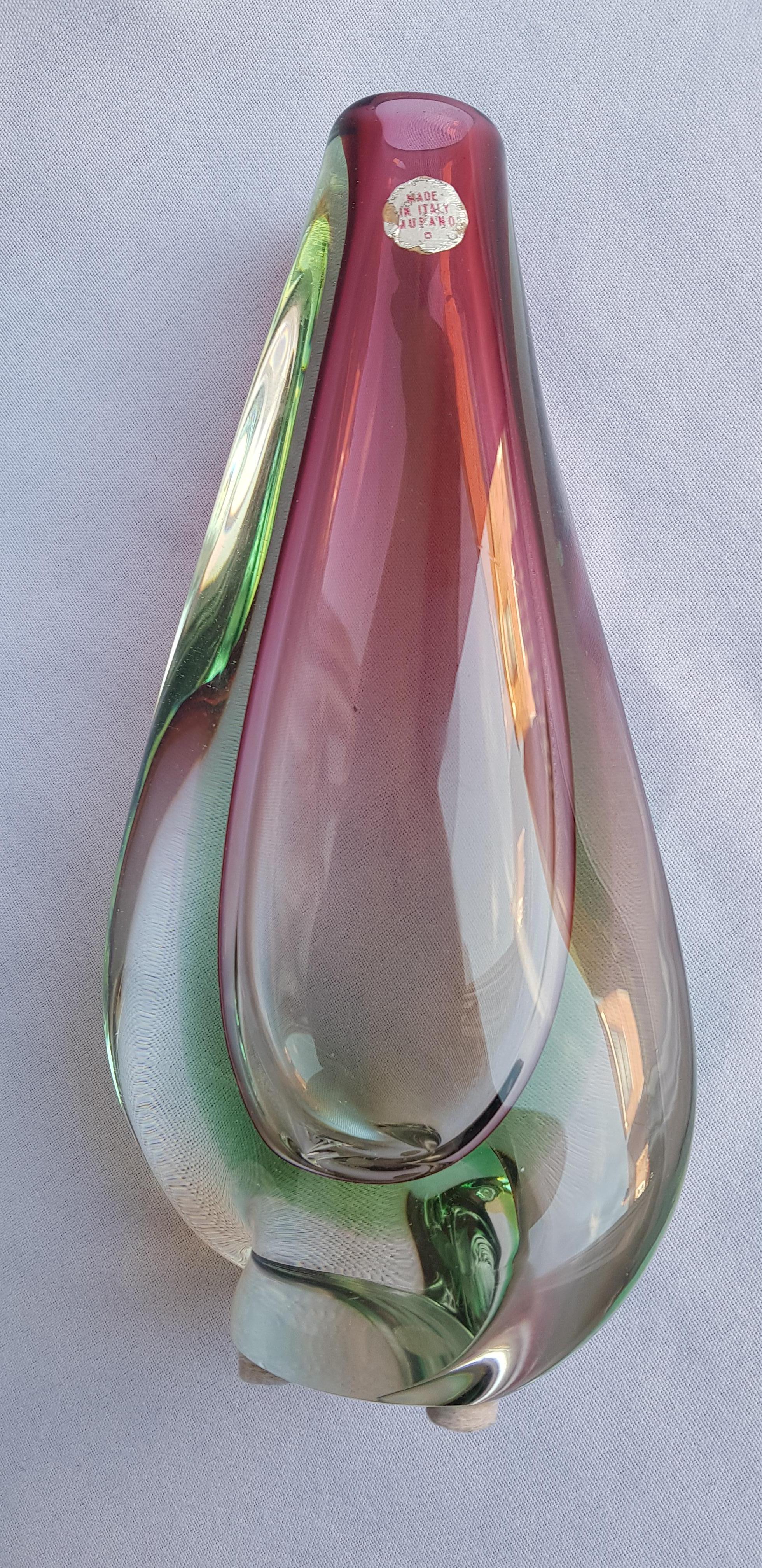 Seguso Vetri d'Arte Vitange Murano Glass Somerso Vase For Sale 1