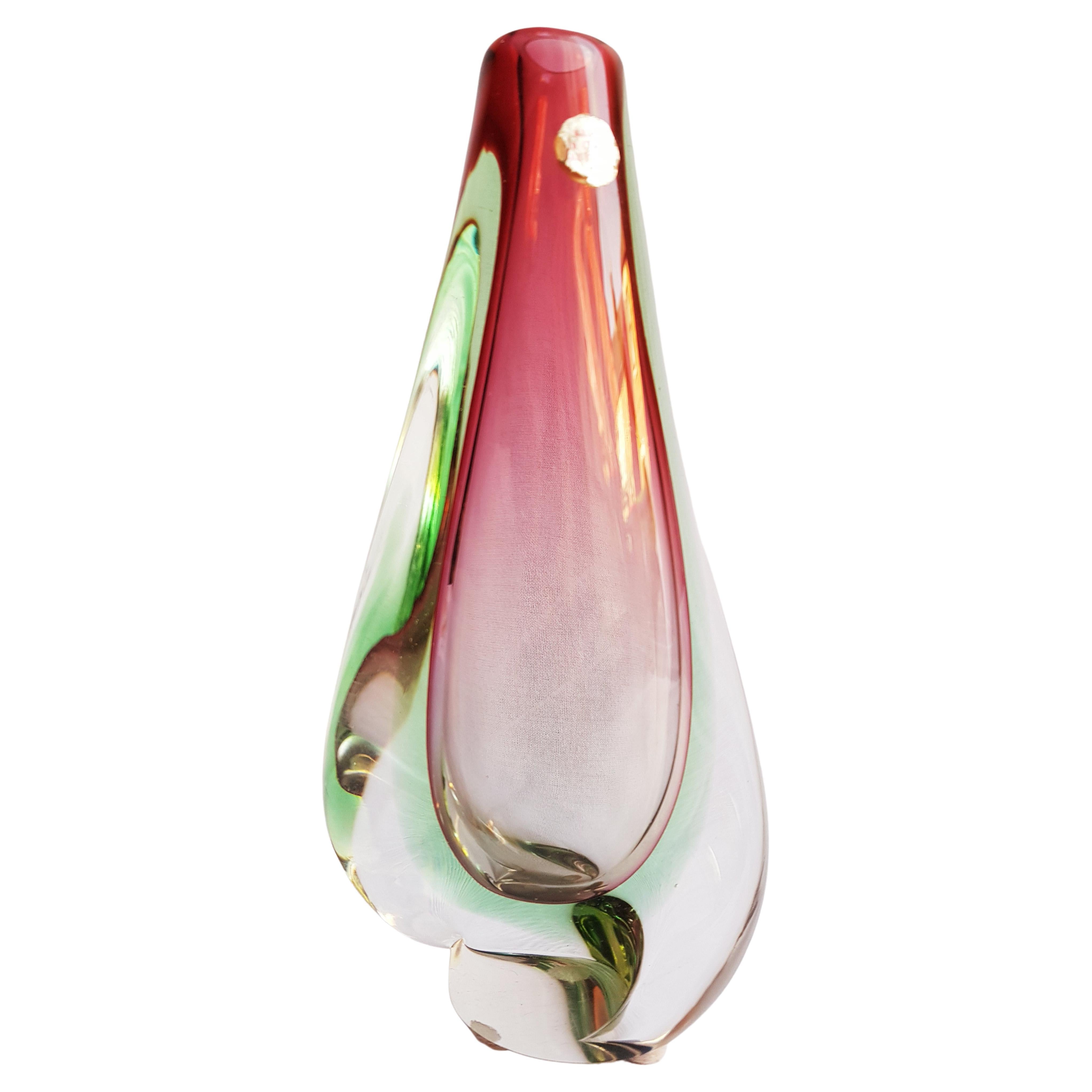 Seguso Vetri d'Arte Vitange Murano Glass Somerso Vase For Sale