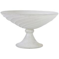 Huge Seguso Vetri d'Arte White Scavo Vintage Murano Glass Bowl Centrepiece 1980s