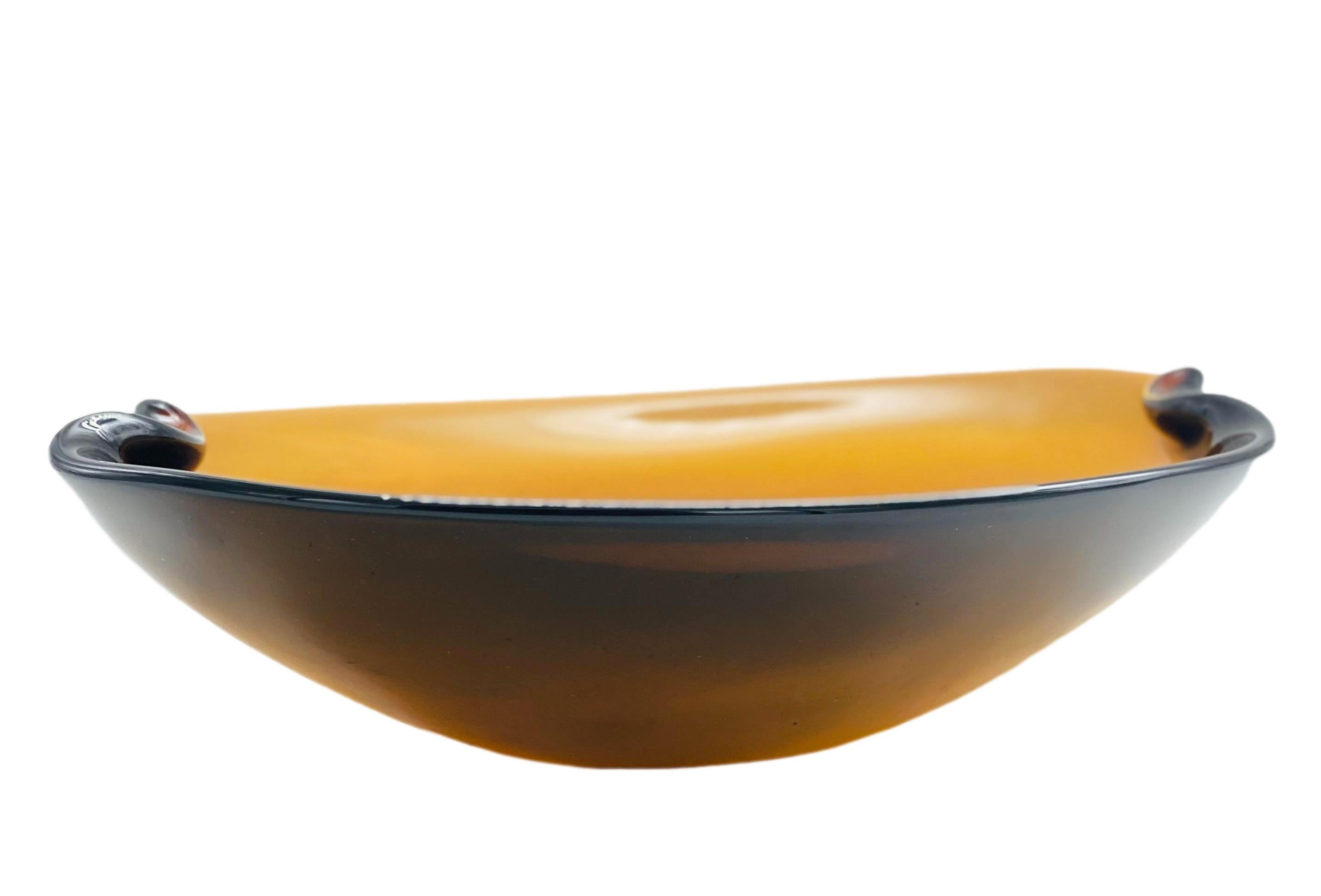 Rare and beautiful amber-coloured Murano glass centrepiece, design Flavio Poli for Seguso Vetri d'Arte, Italy 1960s
