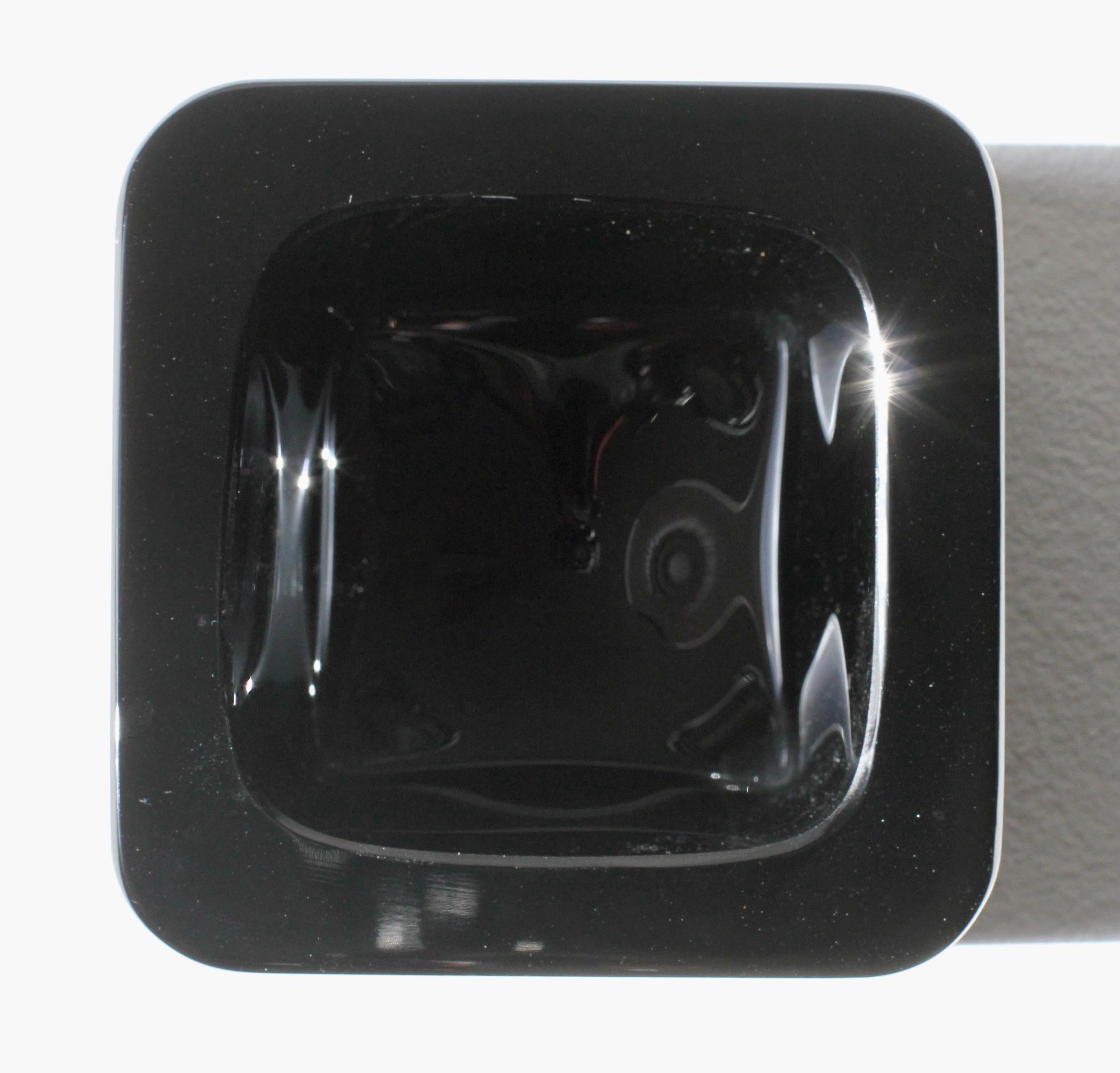 Seguso Vintage Pair of Square Black Murano Glass Bowls Dishes or Ashtrays 1980s For Sale 1