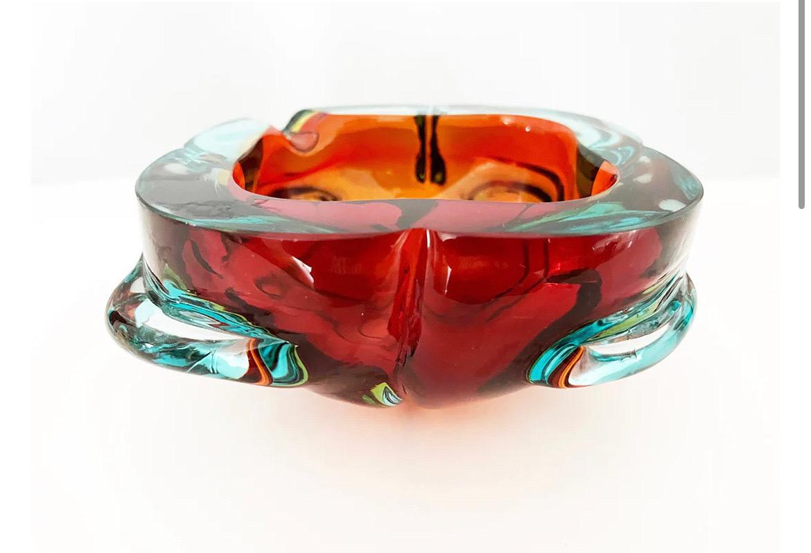 Mid-20th Century Seguso Vintage Red Murano Ashtray, Art For Sale