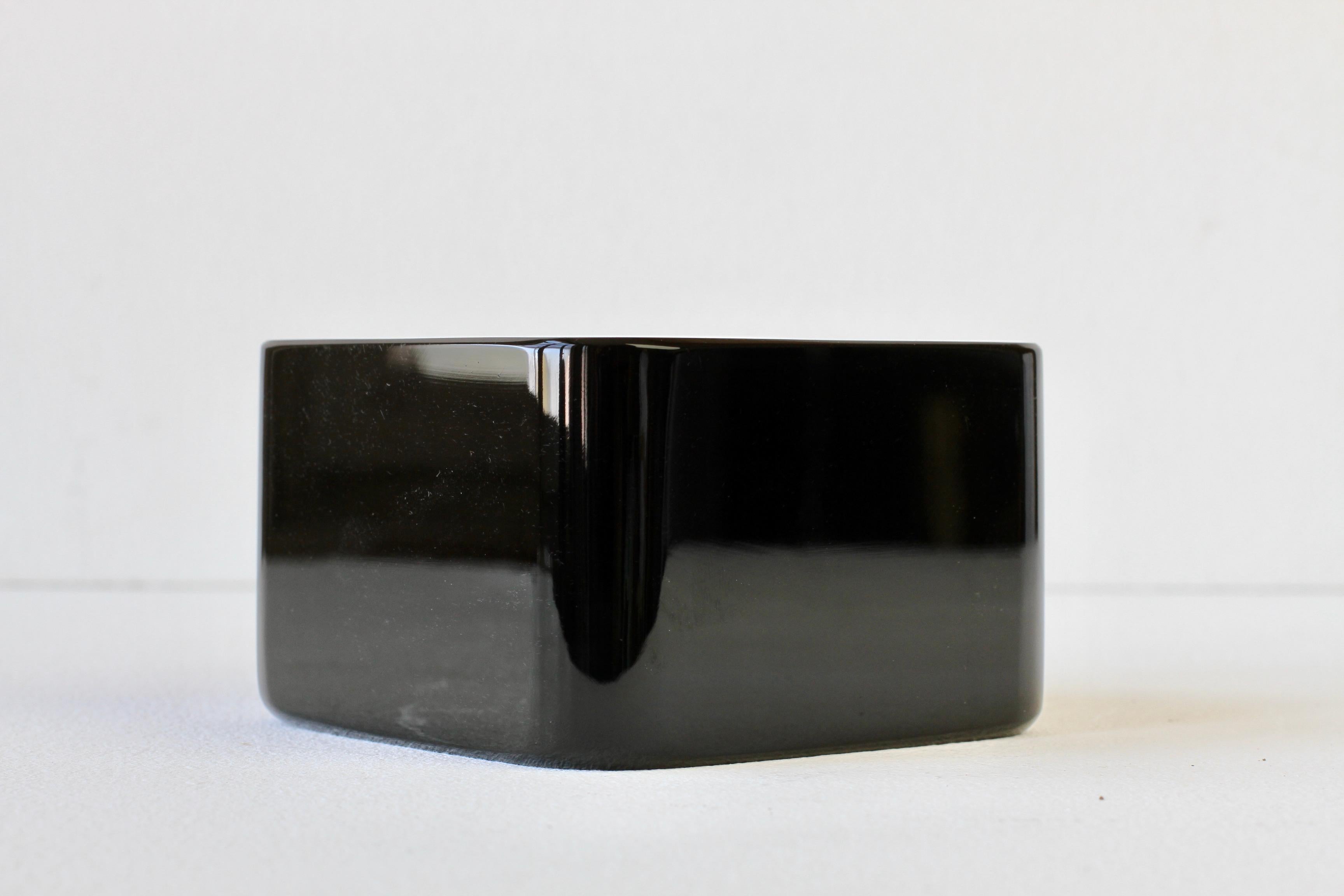 Seguso Vintage Springer Style Square Black Murano Glass Bowl Dish Ashtray 1980 en vente 7