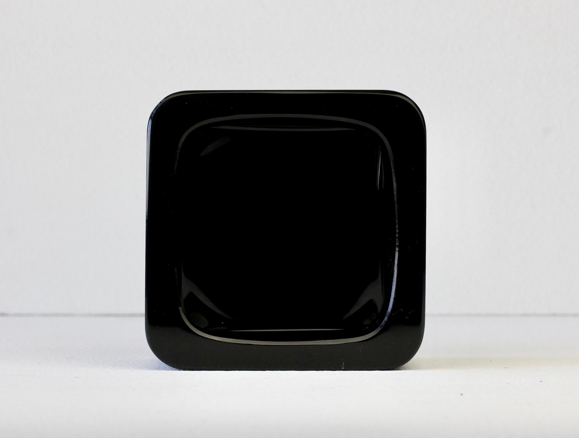 Mid-Century Modern Seguso Vintage Springer Style Square Black Murano Glass Bowl Dish Ashtray 1980s For Sale