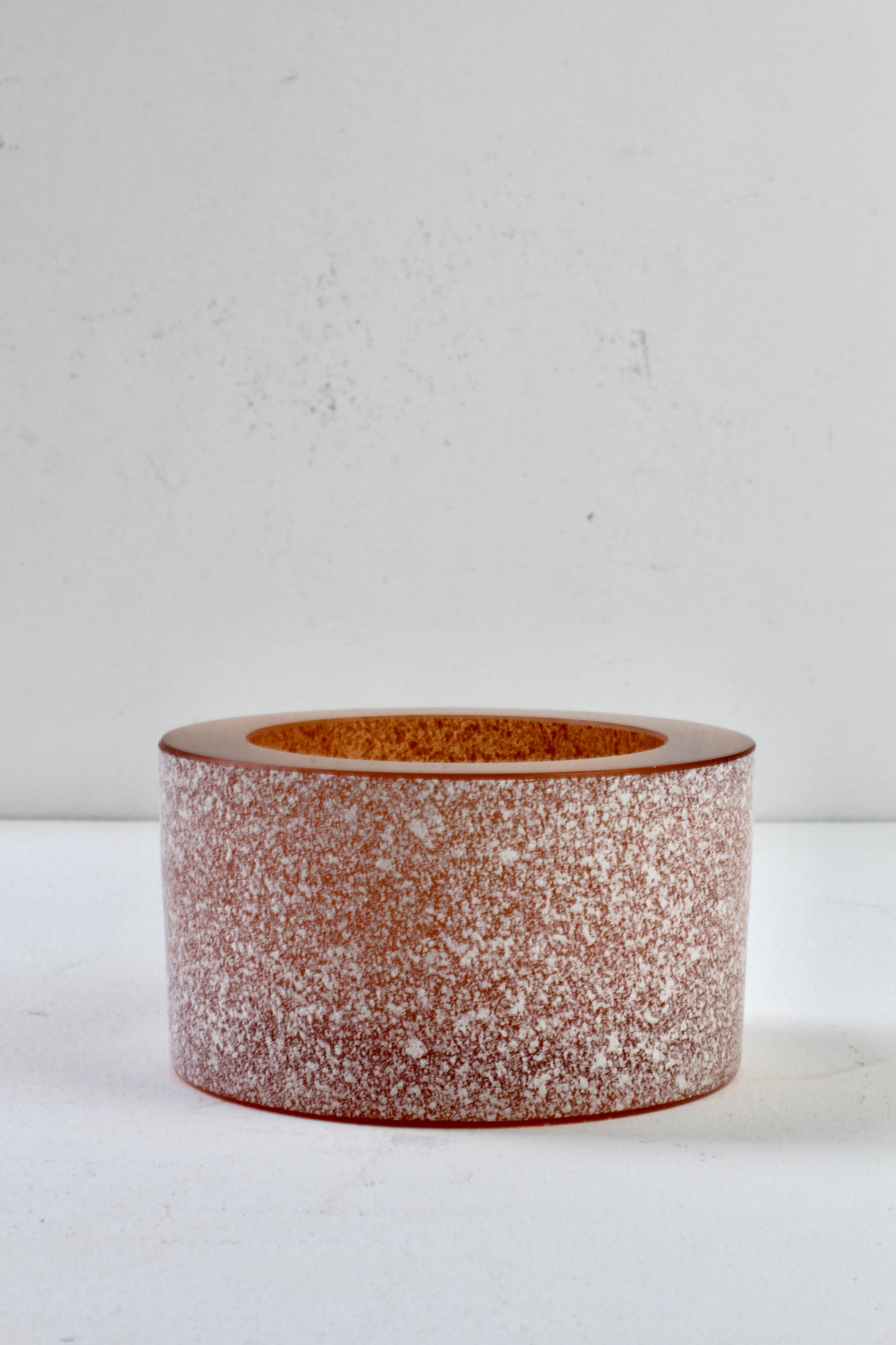 Seguso Vintage Thick Round Amber 'Scavo' Murano Glass Bowl or Ashtray, C. 1980s For Sale 3