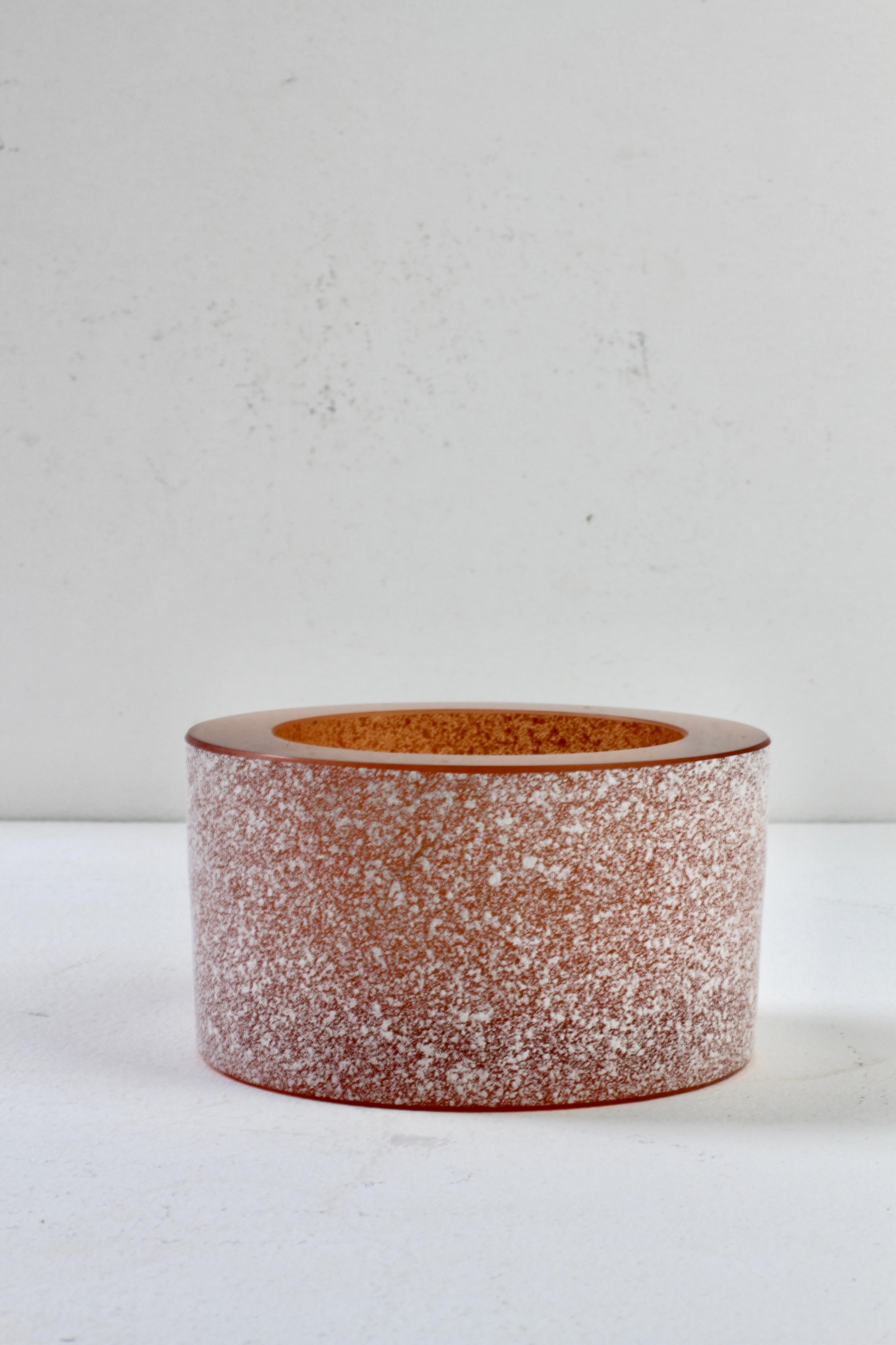 Seguso Vintage Thick Round Amber 'Scavo' Murano Glass Bowl or Ashtray, C. 1980s For Sale 4