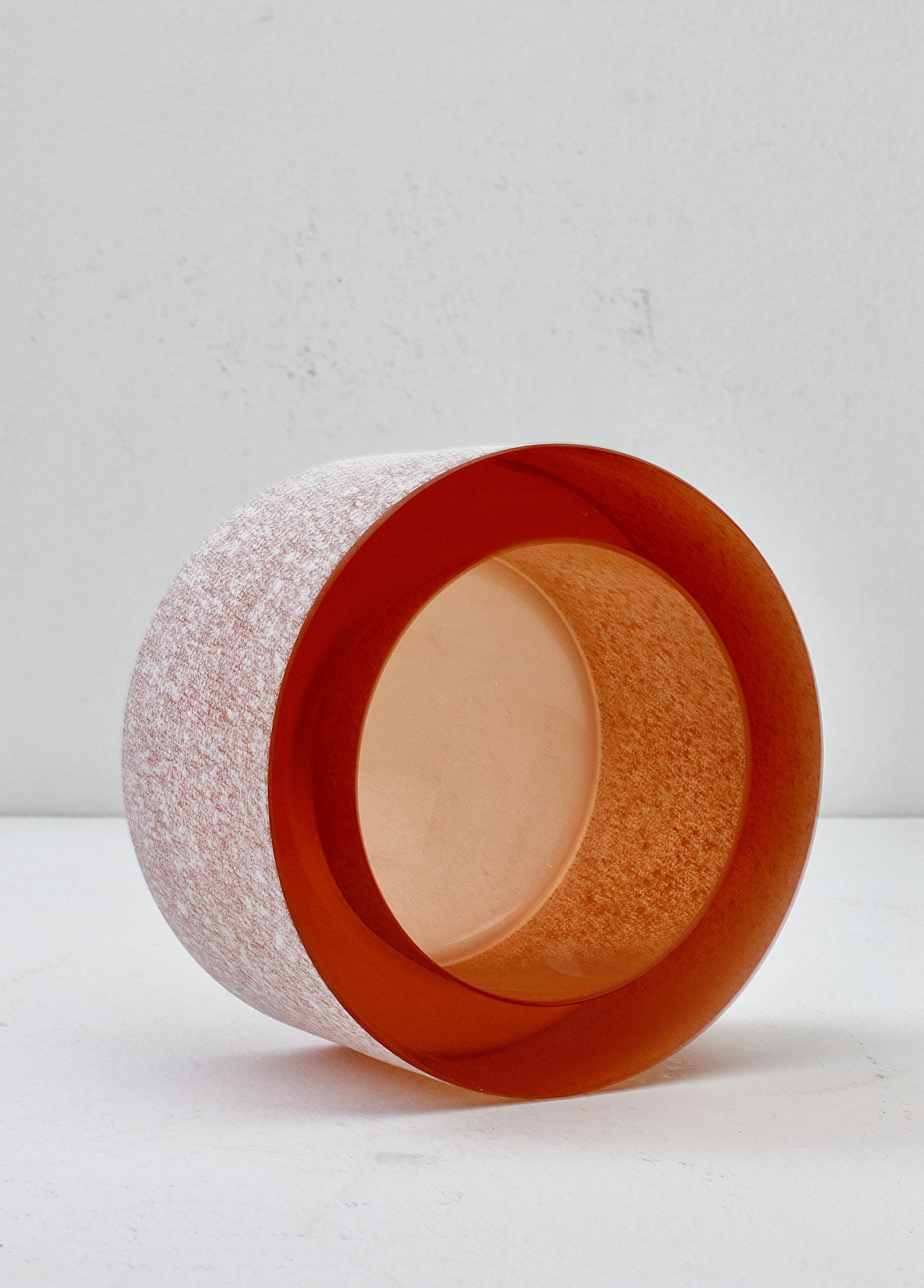 Seguso Vintage Thick Round Amber 'Scavo' Murano Glass Bowl or Ashtray, C. 1980s For Sale 5