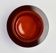 Seguso Vintage Thick Round Amber 'Scavo' Murano Glass Bowl or Ashtray, C. 1980s