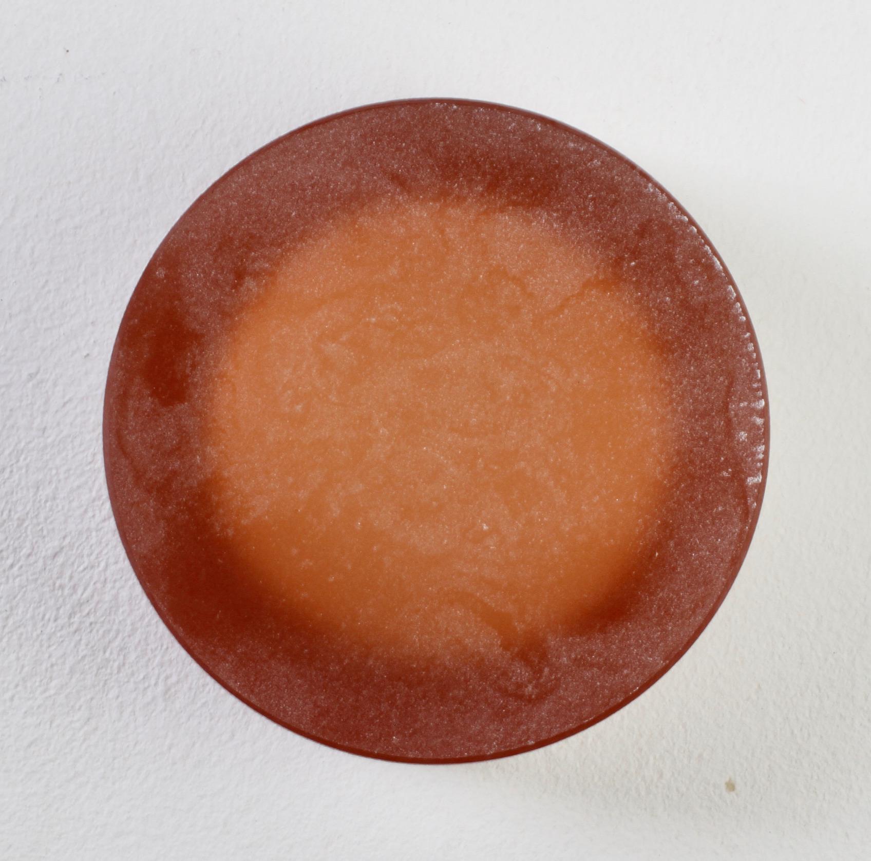Italian Seguso Vintage Thick Round Amber 'Scavo' Murano Glass Bowl or Ashtray, C. 1980s For Sale