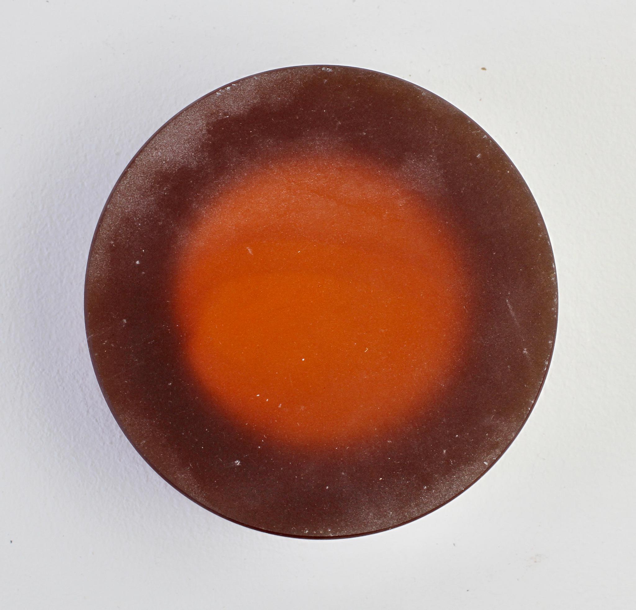 Cendrier ou bol ou cendrier vintage Seguso en verre de Murano ambré rond et épais « Scaavo », vers 1980 en vente 1