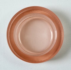 Seguso Vintage Thick Round Pink 'Scavo' Murano Glass Bowl or Ashtray circa 1980s