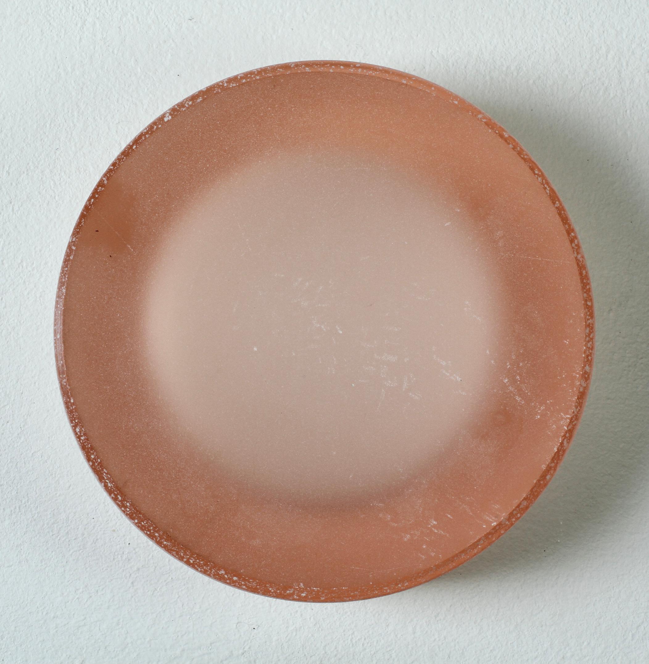 Mid-Century Modern Seguso Vintage Thick Round Pink 'Scavo' Murano Glass Bowl or Ashtray circa 1980s For Sale