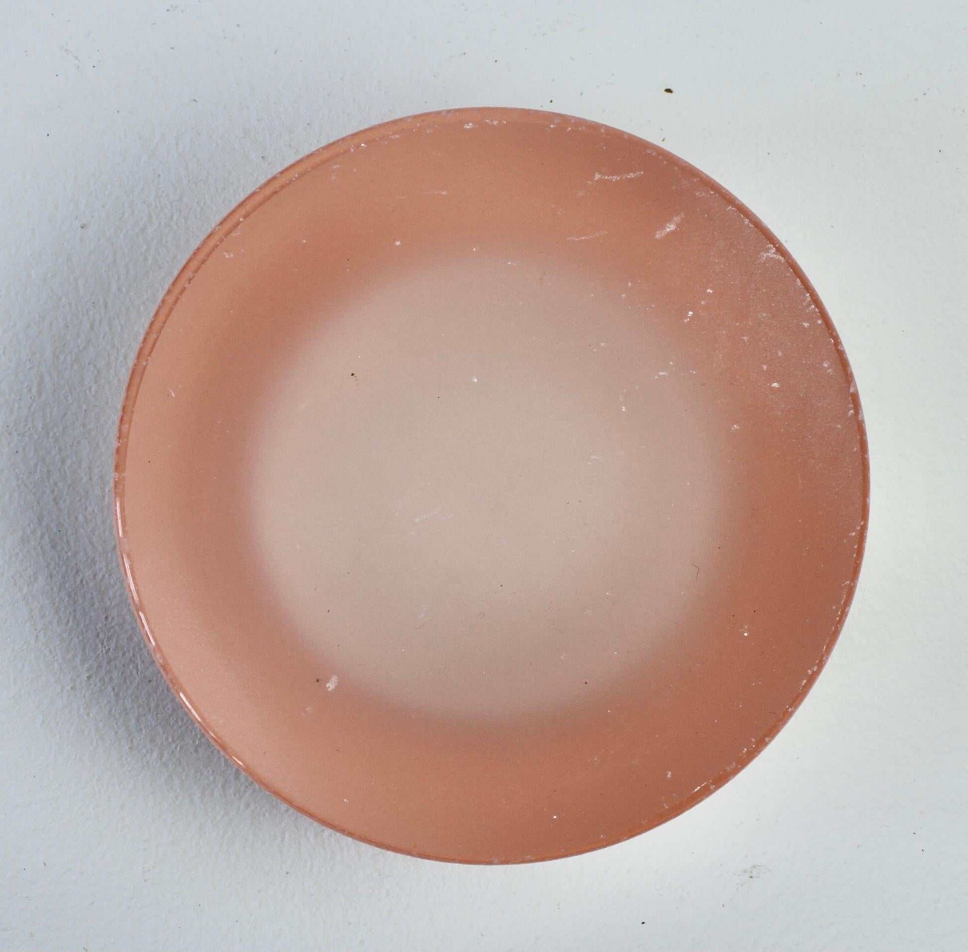 Blown Glass Seguso Vintage Thick Round Pink 'Scavo' Murano Glass Bowl or Ashtray circa 1980s