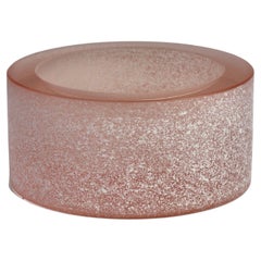 Seguso Vintage Thick Round Pink 'Scavo' Murano Glass Bowl or Ashtray circa 1980s