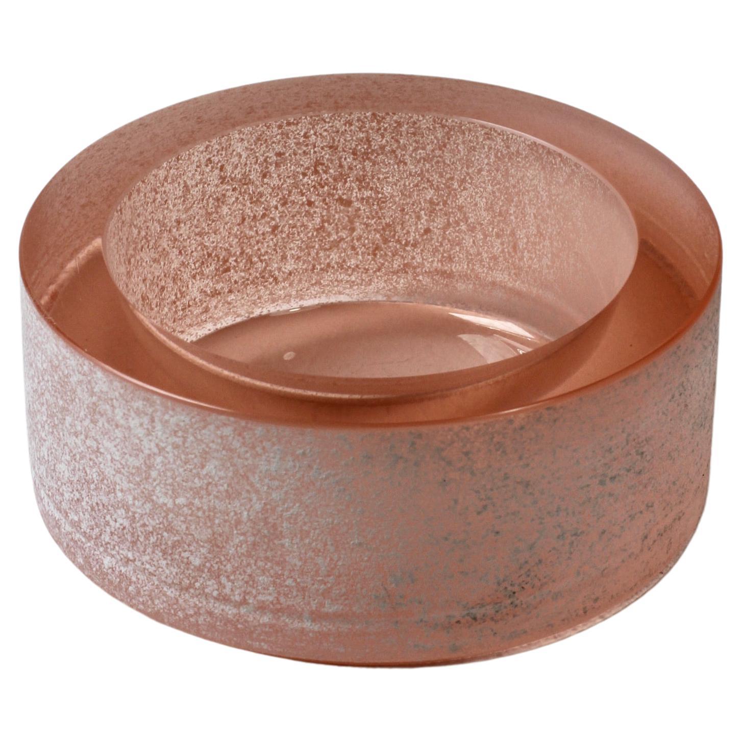 Seguso Vintage Ciotola o posacenere in vetro di Murano rosa spesso 'Scavo' circa anni '80 in vendita
