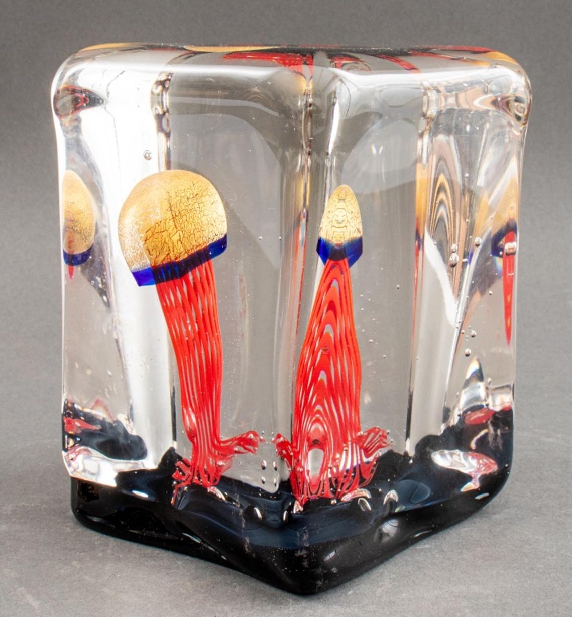 Art Glass Seguso Viro Glass Jellyfish Aquarium Block