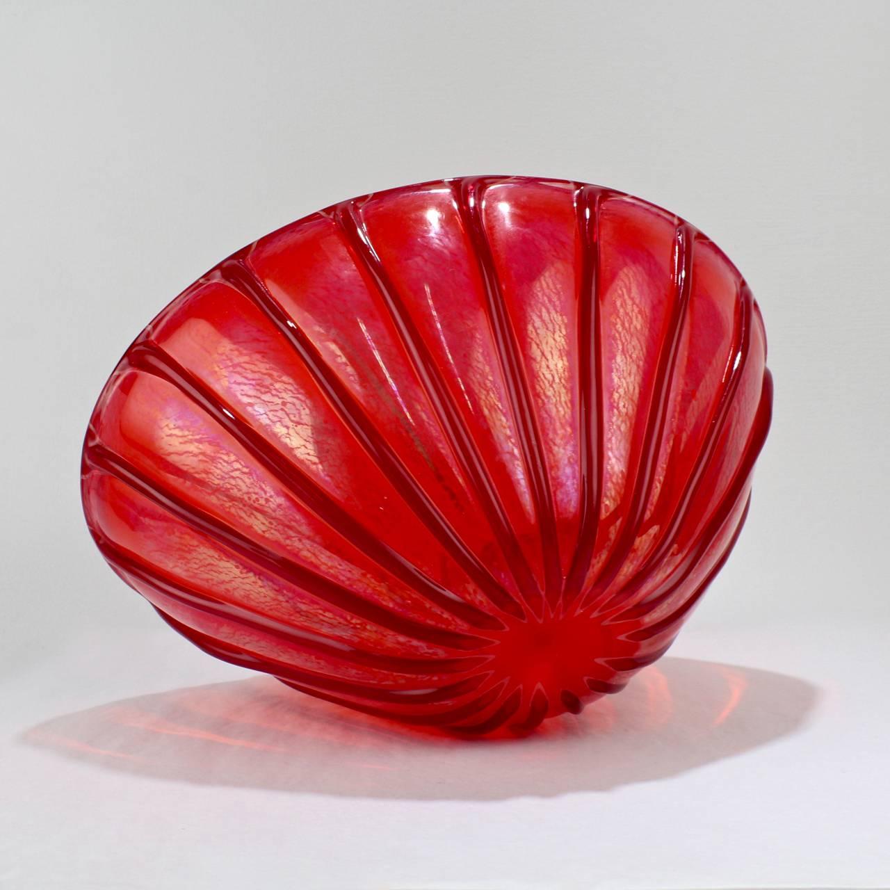 Seguso Viro Limited Edition Nuance Collection Red Murano Glass Vase or Bowl 3