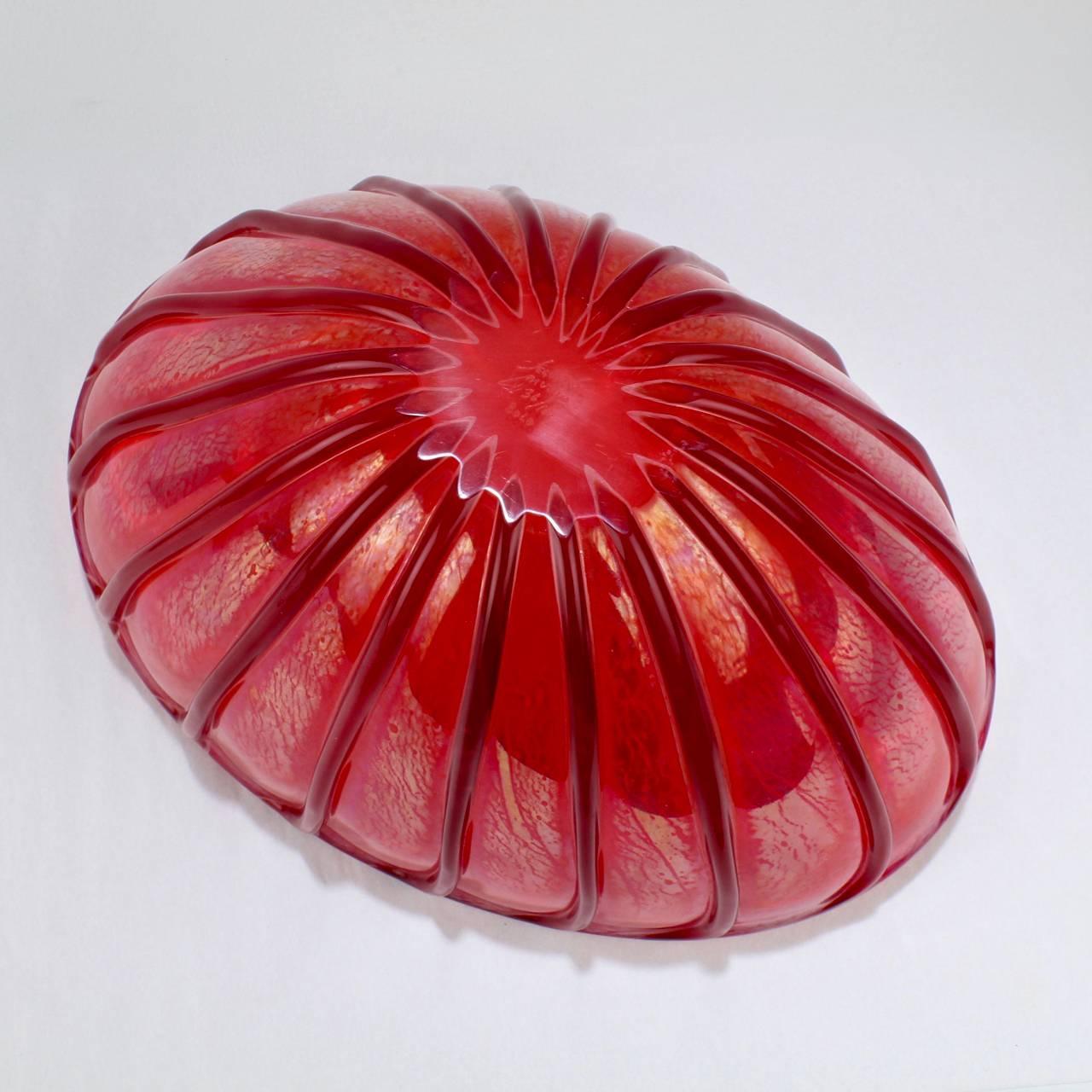 Seguso Viro Limited Edition Nuance Collection Red Murano Glass Vase or Bowl 4