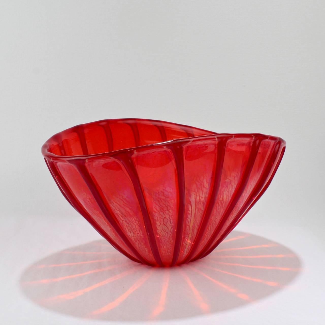 Seguso Viro Limited Edition Nuance Collection Red Murano Glass Vase or Bowl In Good Condition In Philadelphia, PA