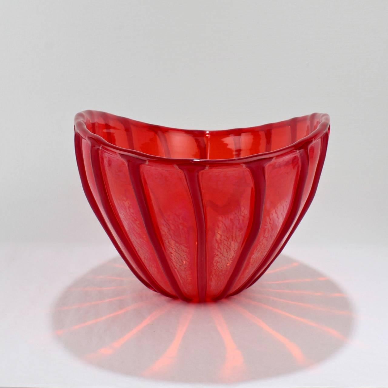 Contemporary Seguso Viro Limited Edition Nuance Collection Red Murano Glass Vase or Bowl