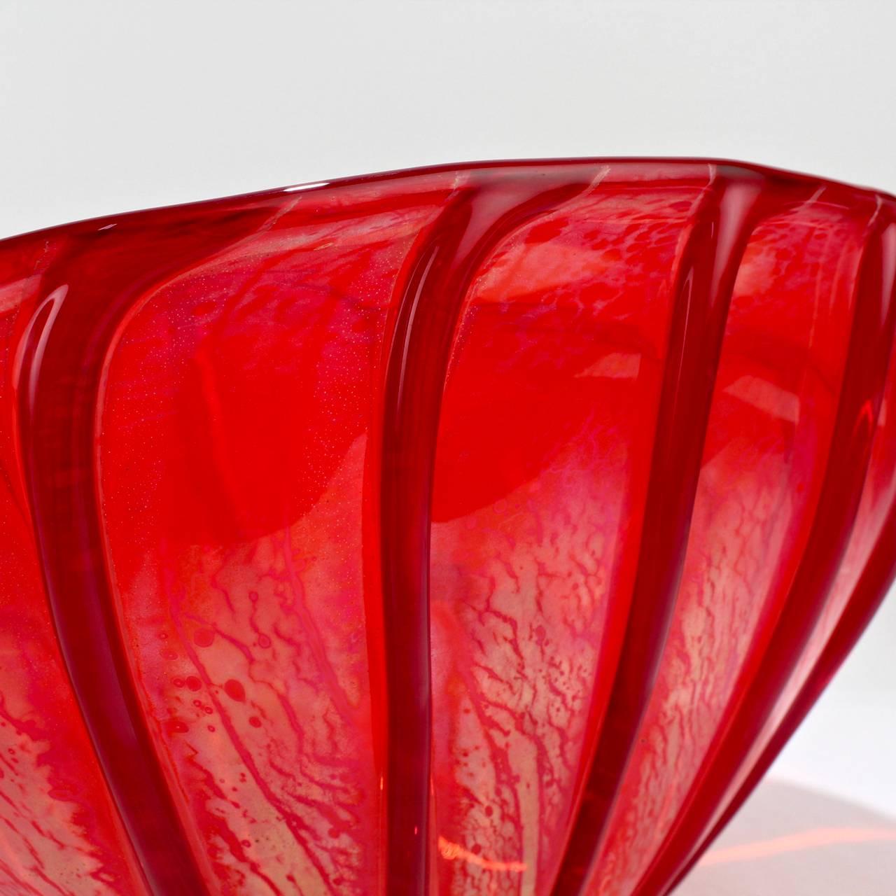 Seguso Viro Limited Edition Nuance Collection Red Murano Glass Vase or Bowl 1