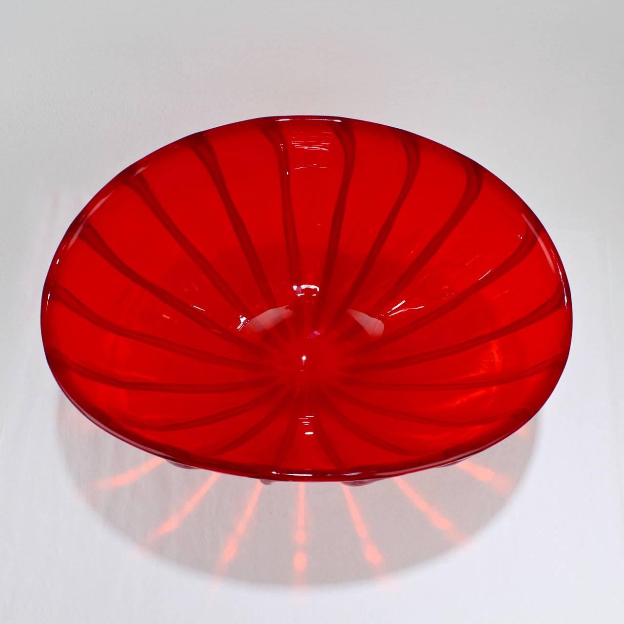 Seguso Viro Limited Edition Nuance Collection Red Murano Glass Vase or Bowl 2