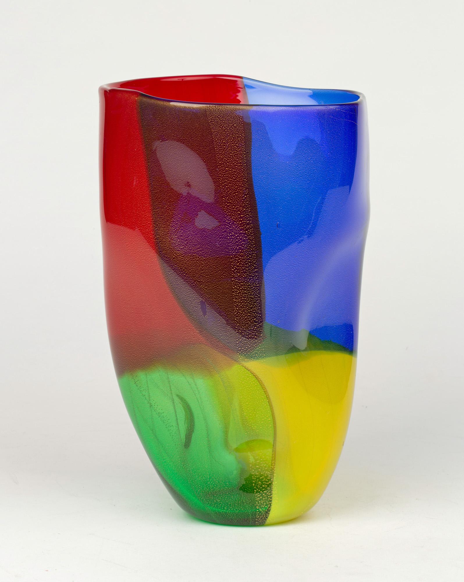 Seguso Viro Murano 4 Quarti Incalmo Colored Art Glass Vase For Sale 1