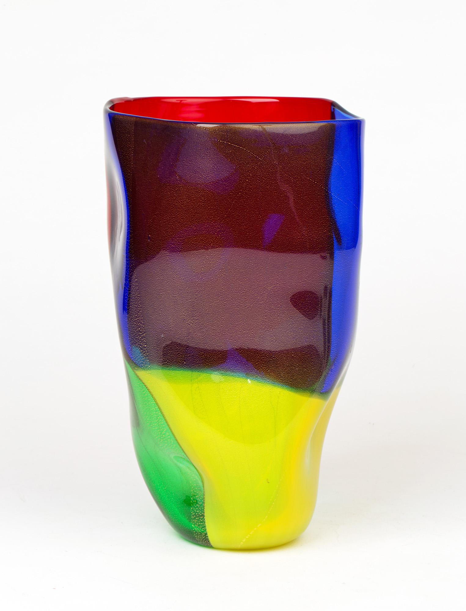 Seguso Viro Murano 4 Quarti Incalmo Colored Art Glass Vase For Sale 2