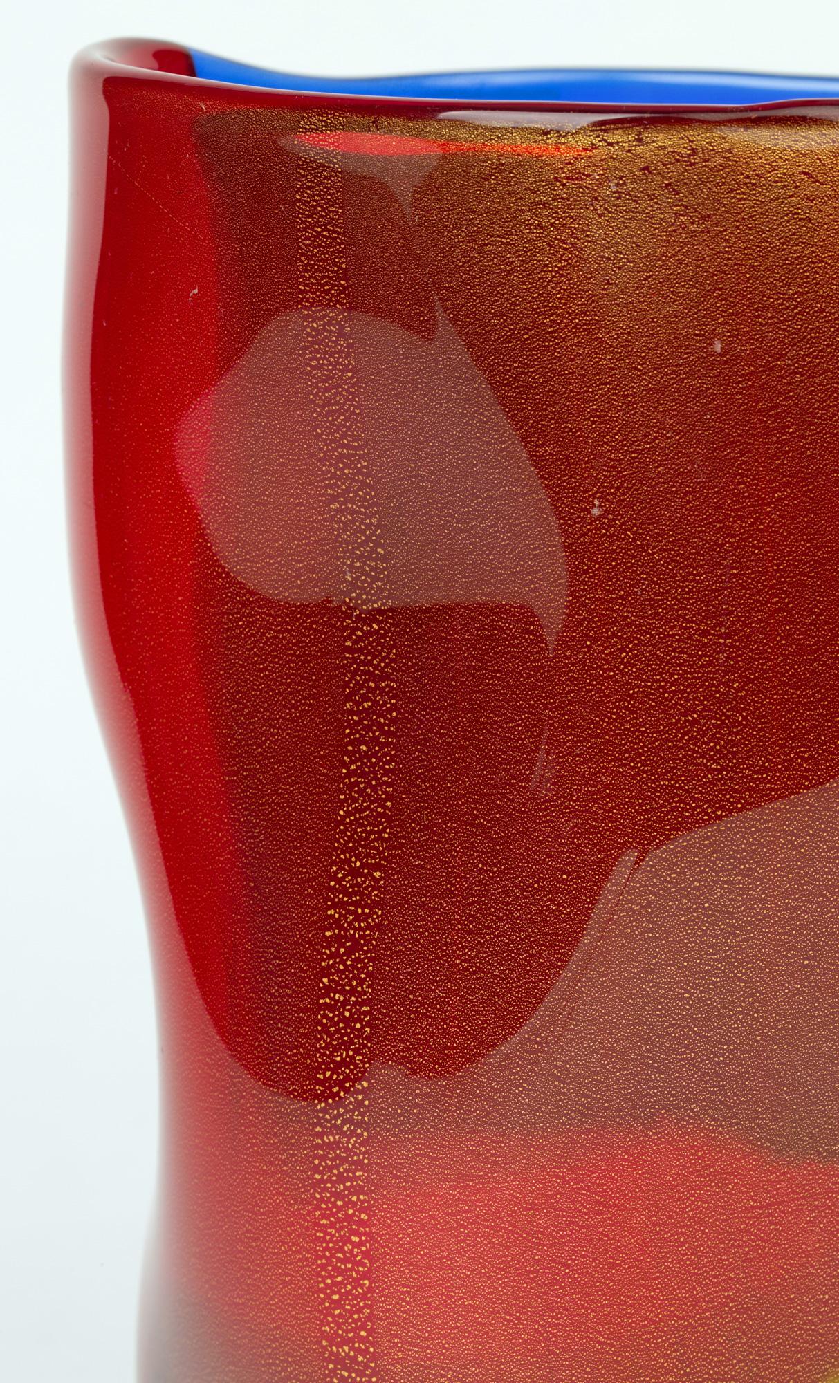 Seguso Viro Murano, vase en verre d'art de couleur Incalmo, 4 quarts en vente 3