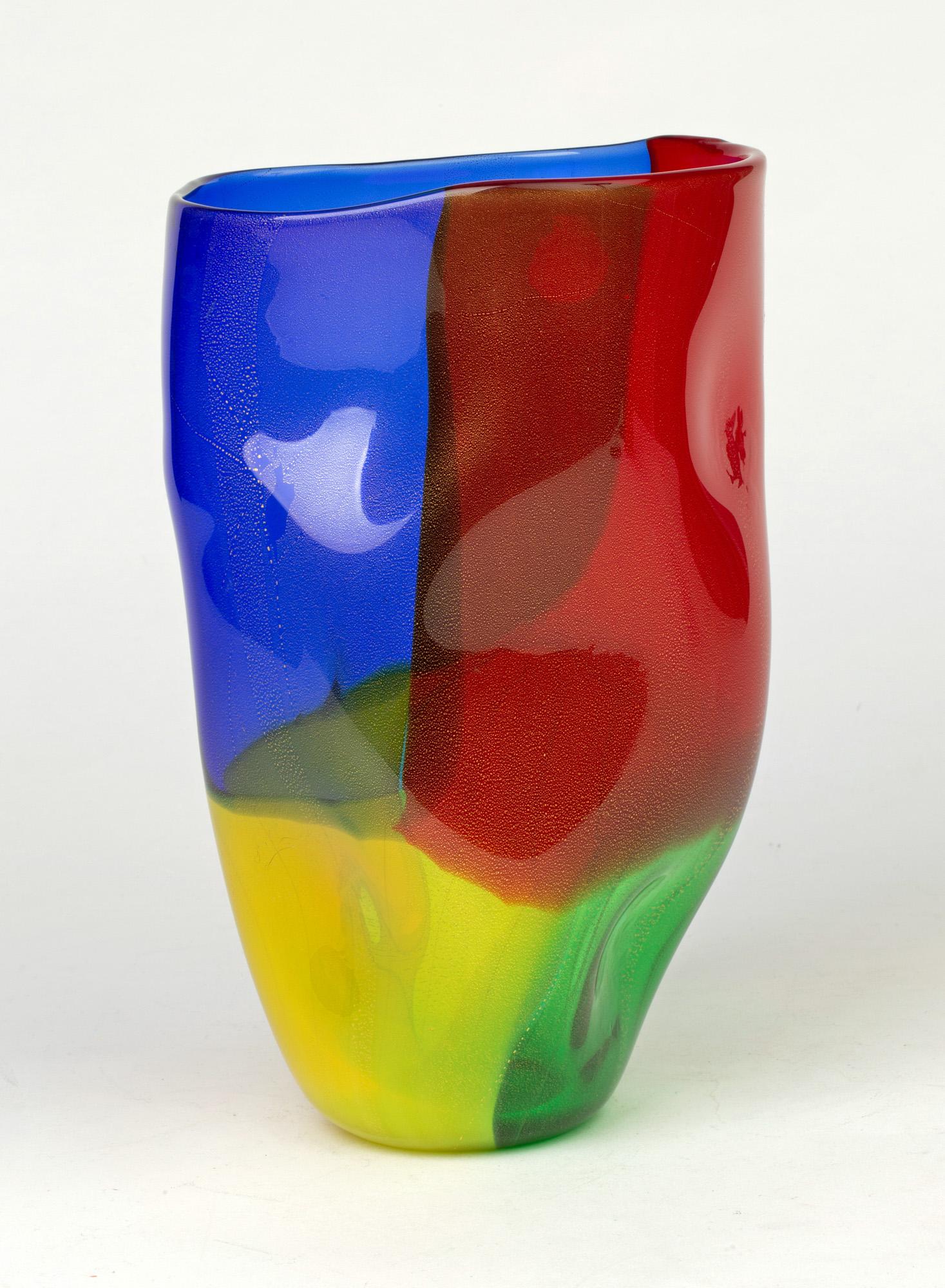 Seguso Viro Murano, vase en verre d'art de couleur Incalmo, 4 quarts en vente 4