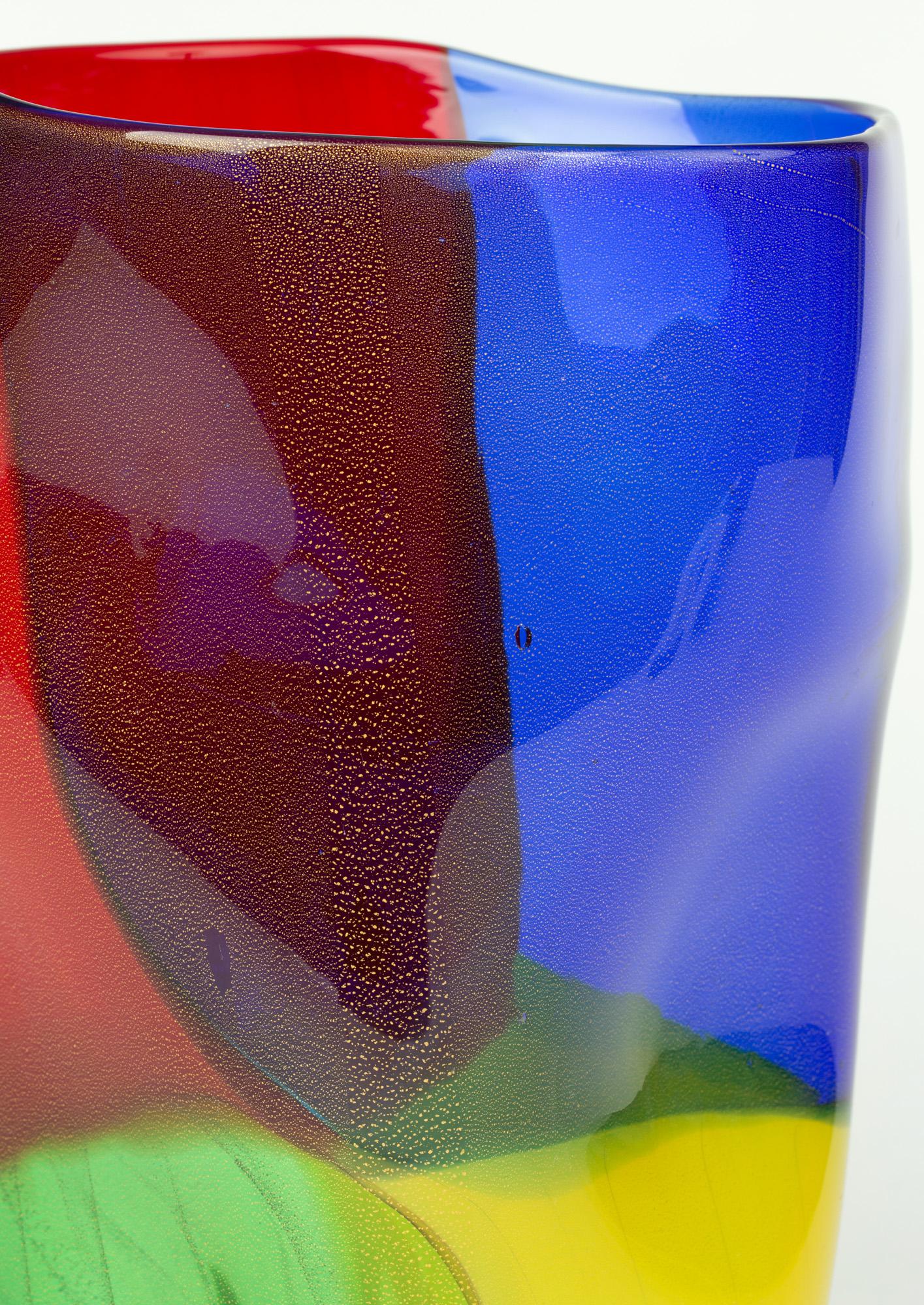 Seguso Viro Murano, vase en verre d'art de couleur Incalmo, 4 quarts en vente 5