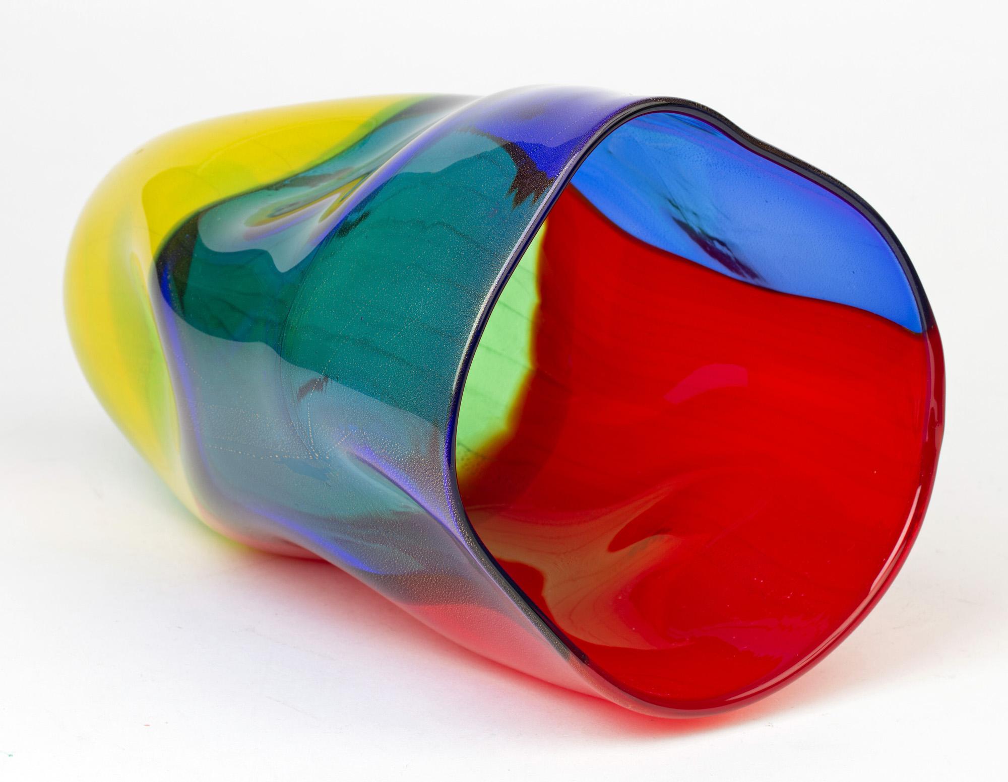 A stunning Italian Murano art glass '4 Quarti' incalmo colored glass vase designed by Seguso Viro as part of their 'Collezioni' range and probably dating from circa 1960-1970. The vase uses the incalmo technique in joining the four distinct colours