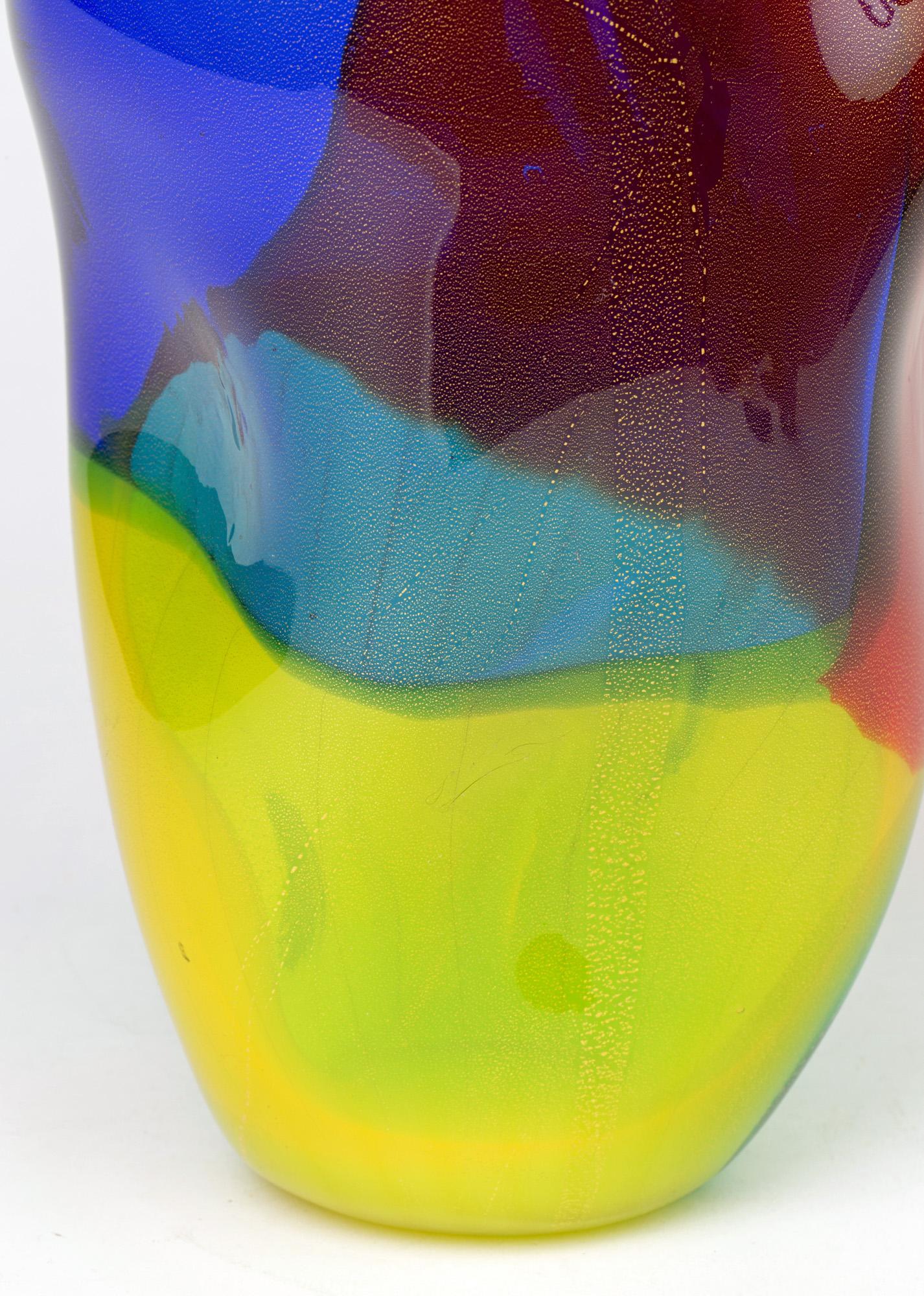 Italian Seguso Viro Murano 4 Quarti Incalmo Colored Art Glass Vase For Sale