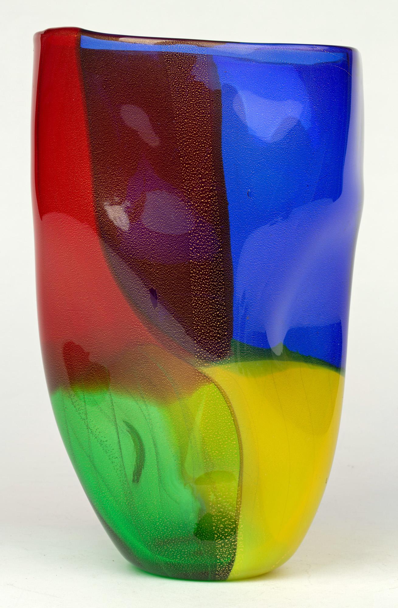 Hand-Crafted Seguso Viro Murano 4 Quarti Incalmo Colored Art Glass Vase For Sale