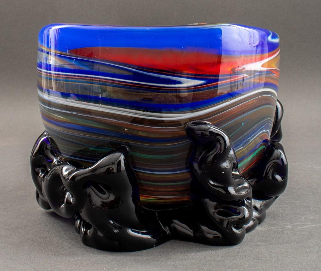 Modern Seguso Viro Murano Glass Bowl on Base For Sale