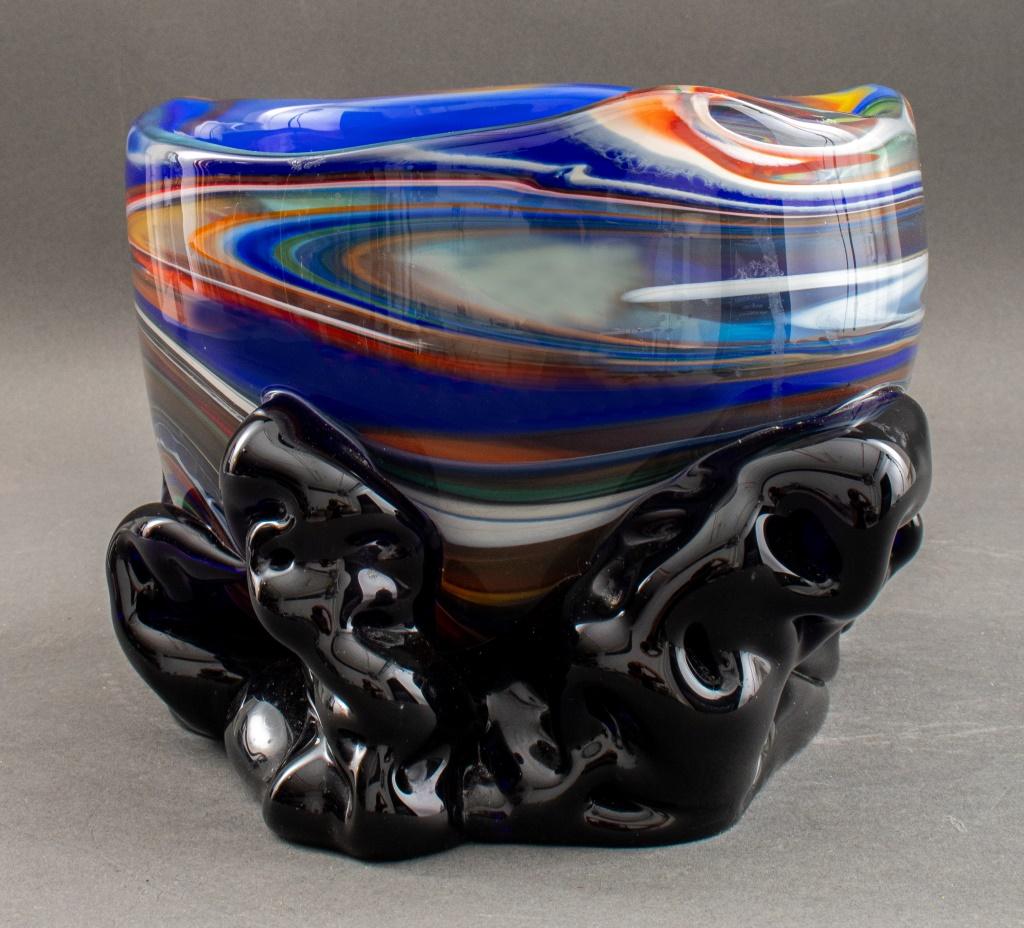 Seguso Viro Murano Glass Bowl on Base In Good Condition For Sale In New York, NY
