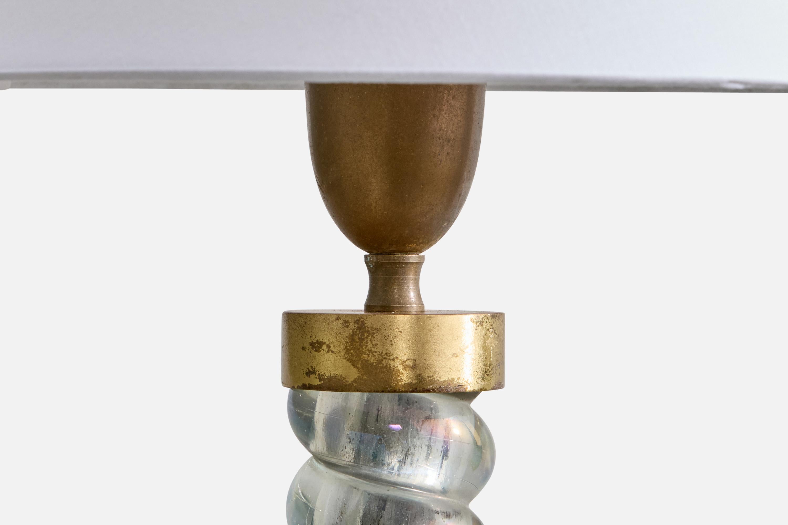 Seguso, Wall Lights, Brass, Glass, Fabric, Italy, 1950s en venta 3