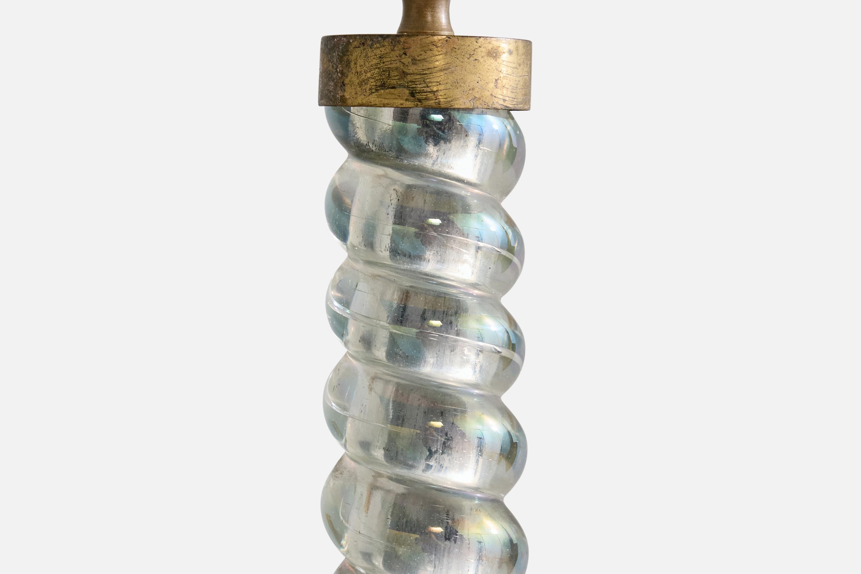 Seguso, Wall Lights, Brass, Glass, Fabric, Italy, 1950s en venta 3