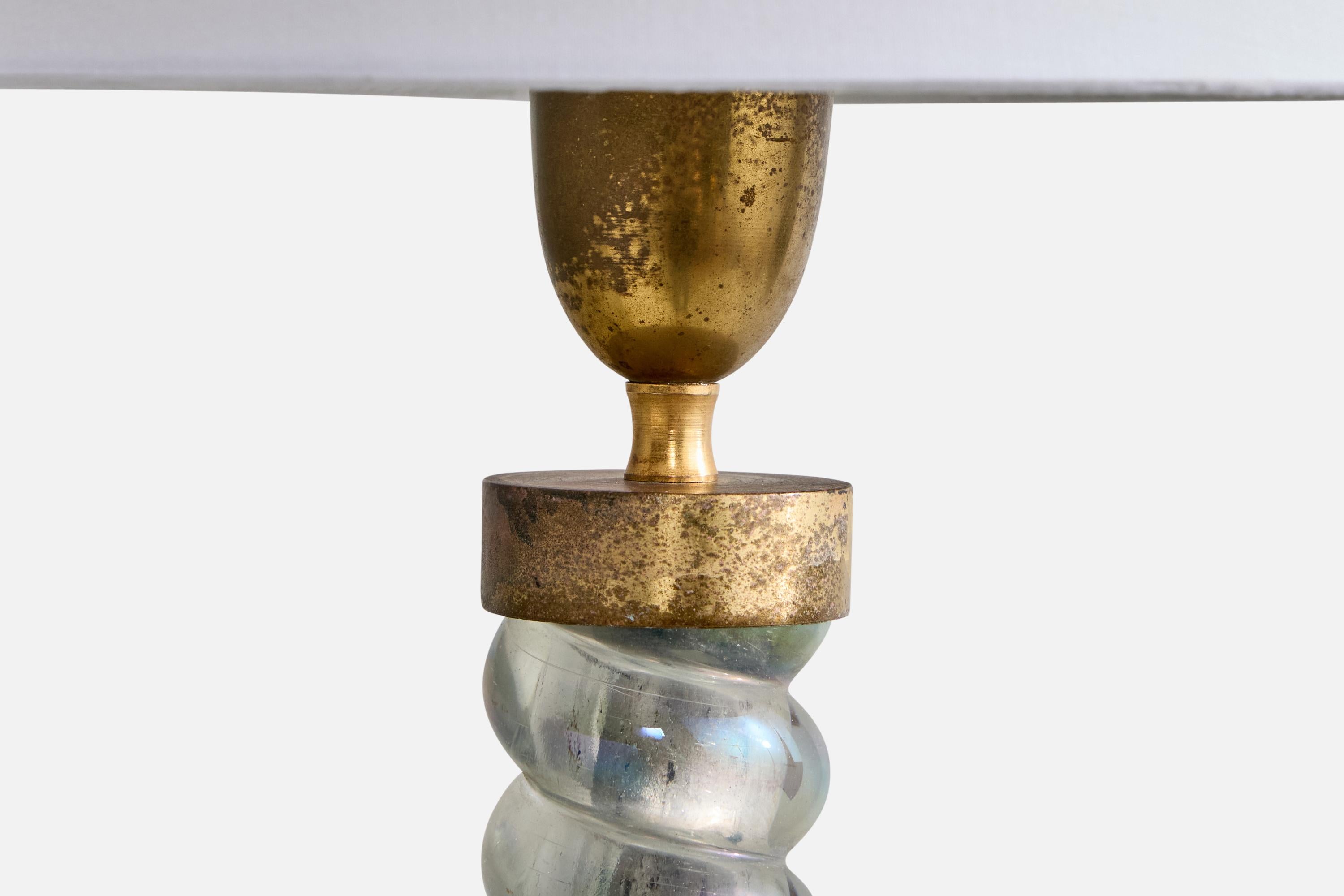 Seguso, Wall Lights, Brass, Glass, Fabric, Italy, 1950s en vente 3