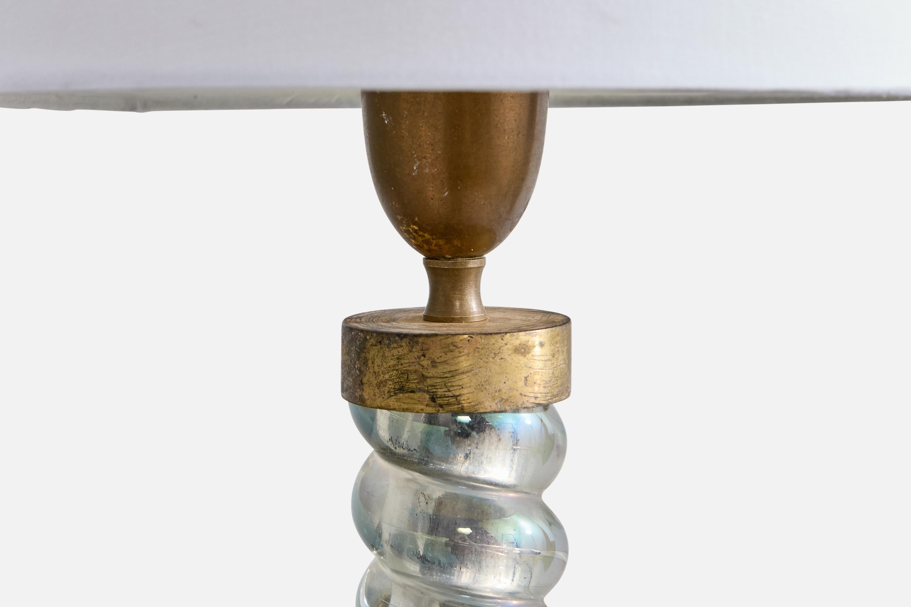 Seguso, Wall Lights, Brass, Glass, Fabric, Italy, 1950s en venta 4