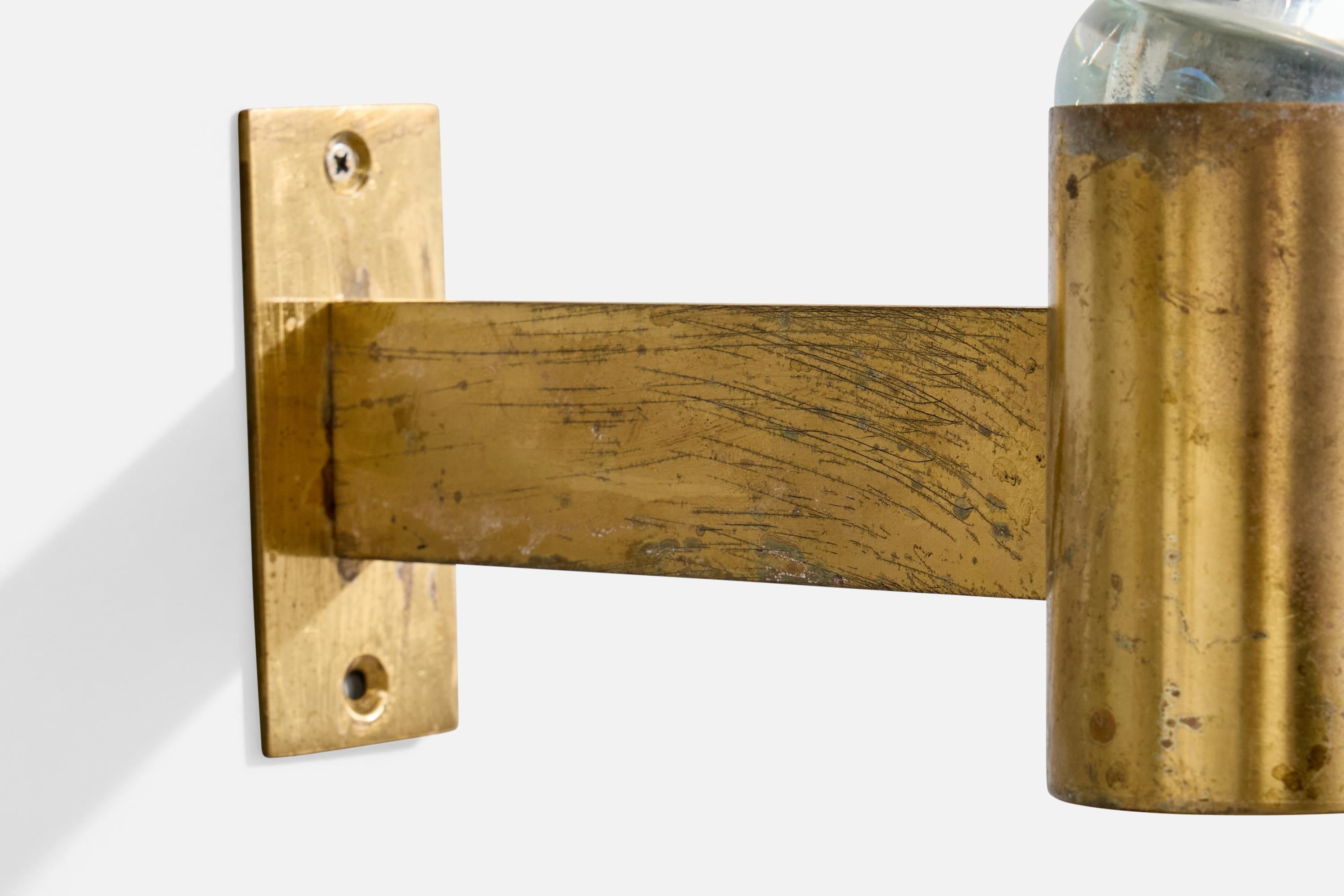 Milieu du XXe siècle Seguso, Wall Lights, Brass, Glass, Fabric, Italy, 1950s en vente