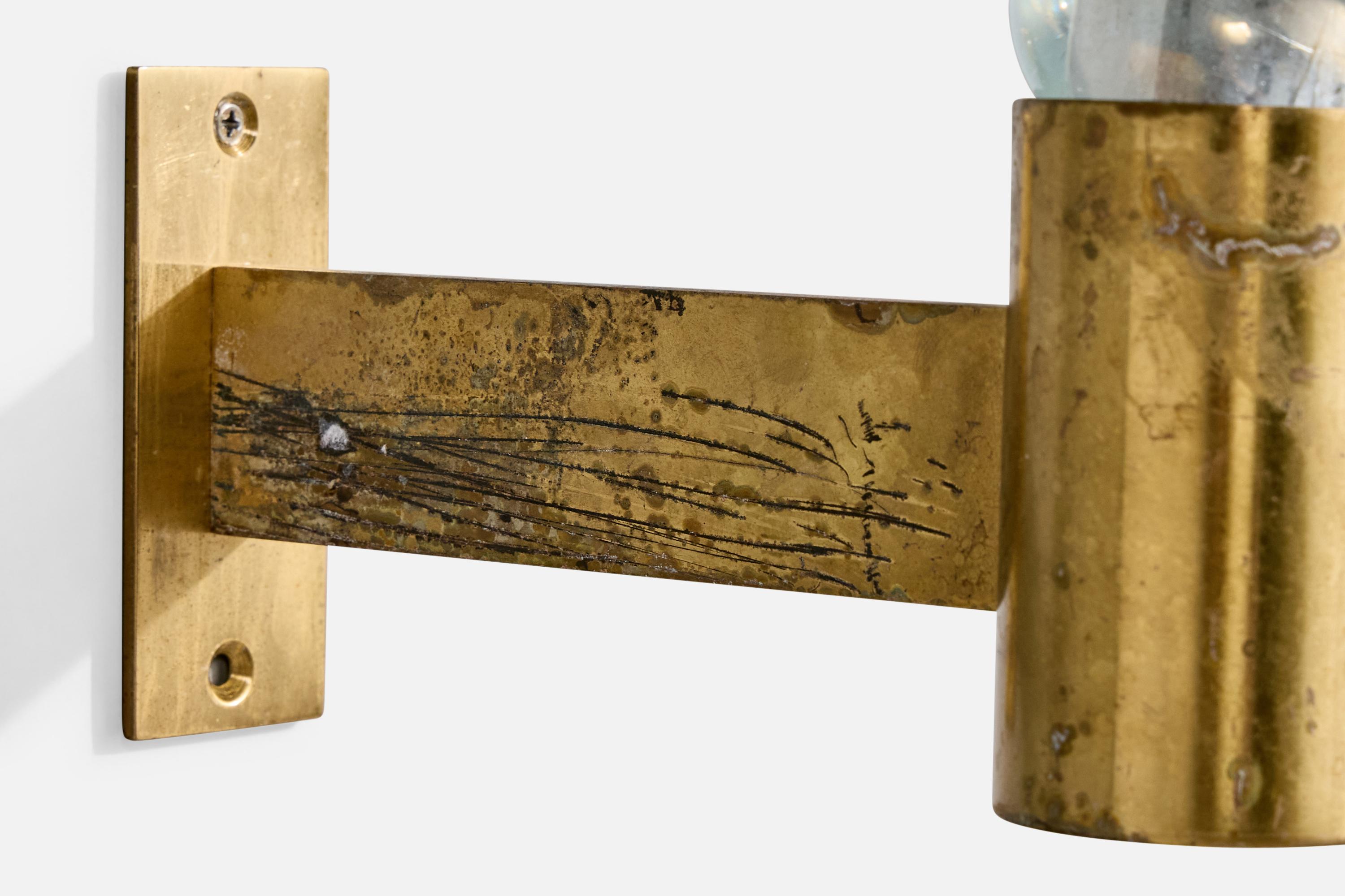 Seguso, Wall Lights, Brass, Glass, Fabric, Italy, 1950s Latón en venta