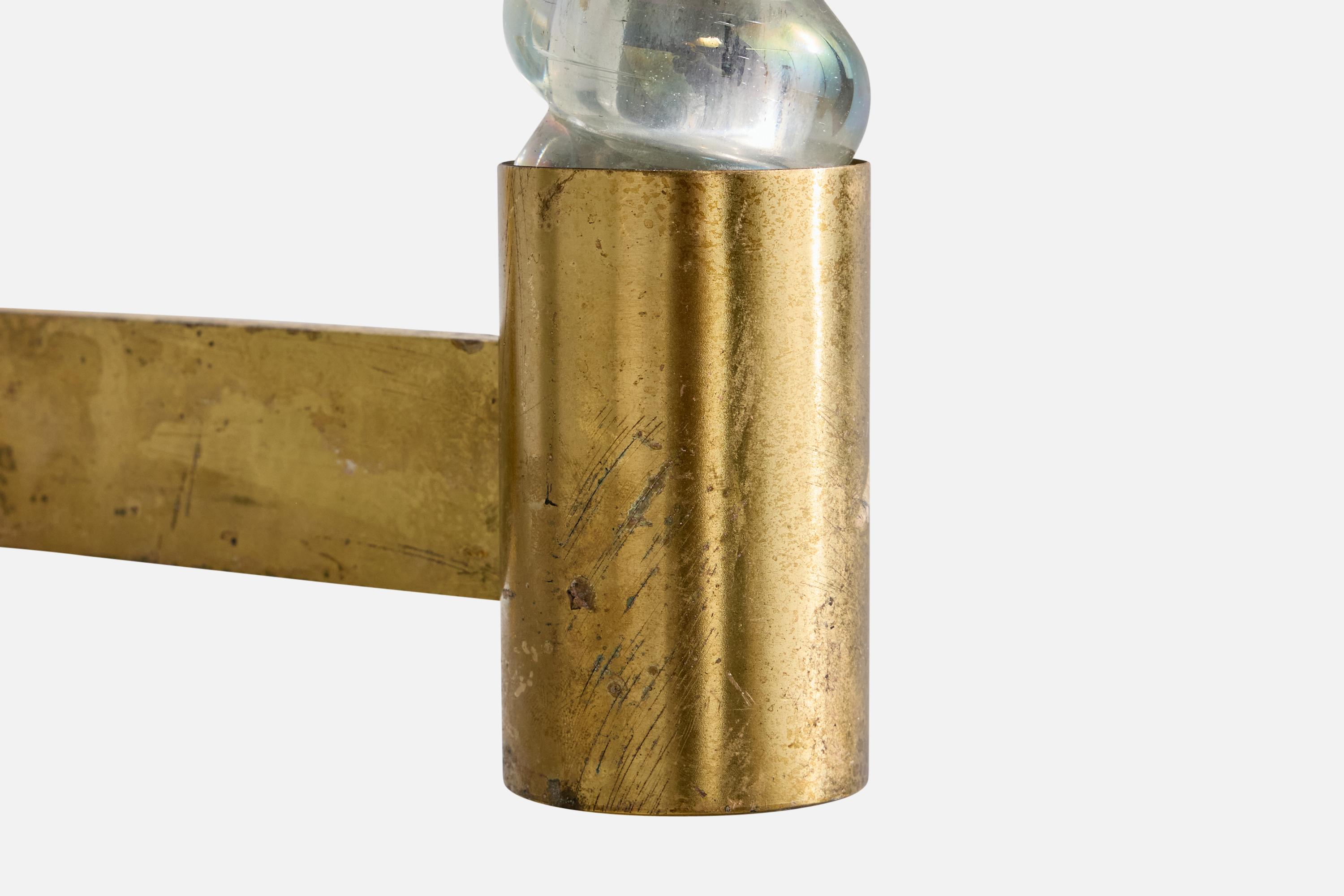 Seguso, Wall Lights, Brass, Glass, Fabric, Italy, 1950s en venta 2