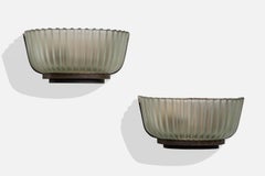 Seguso, Wandleuchten, Messing, Glas, Italien, 1940er Jahre