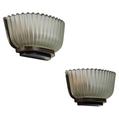 Seguso, Wandleuchten, Messing, Glas, Italien, 1940er Jahre