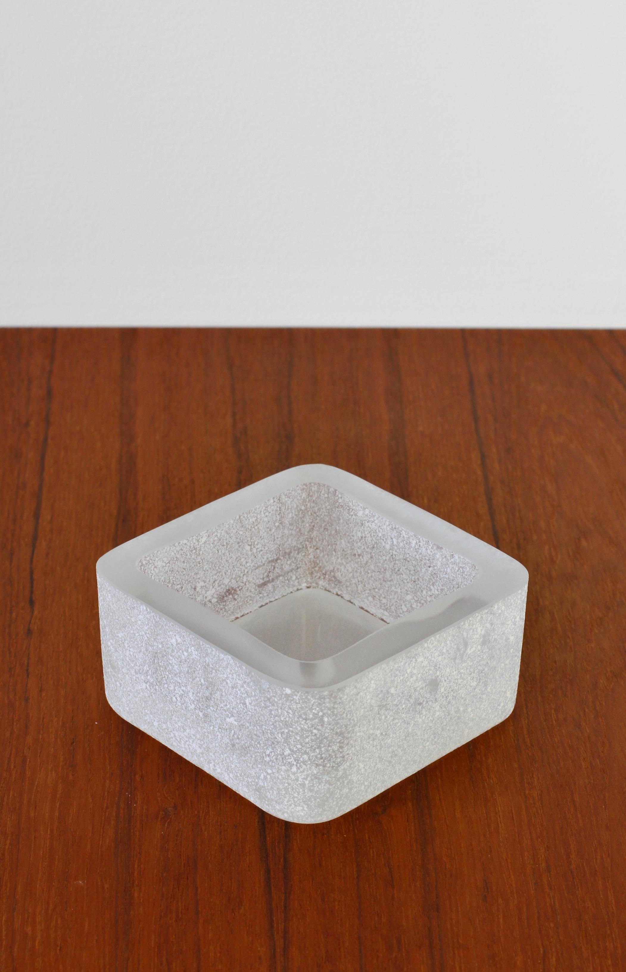 Seguso White 'a Scavo' Murano Glass Bowl Karl Springer Style 1980s For Sale 8